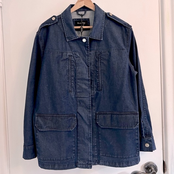 NWT Massimo Dutti Dark Denim Long Jacket - Picture 1 of 14